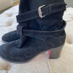 CHRISTIAN LOUBOUTIN Auth Black Suede Wrap Boots - Exc Condition - EU 40